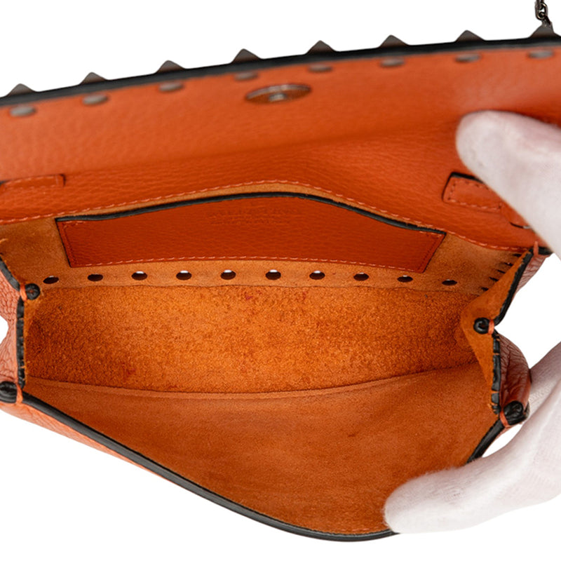 Pebbled Calfskin Rockstud Clutch on Chain - Image 4