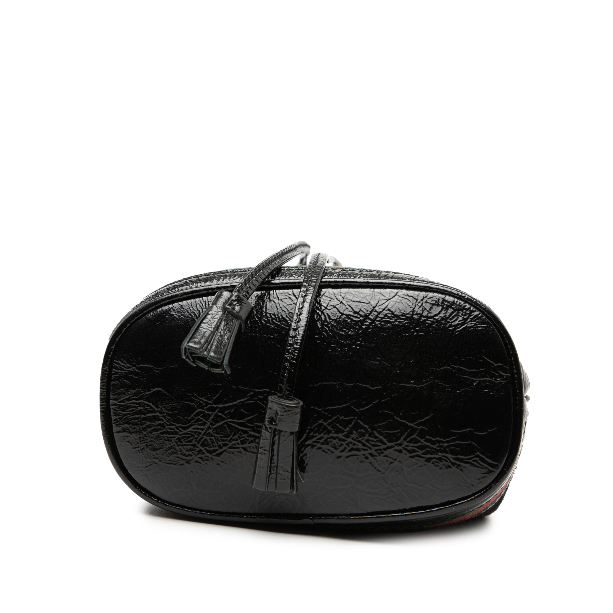 Mini Suede and Patent Web Ophidia Bucket Bag - Image 3