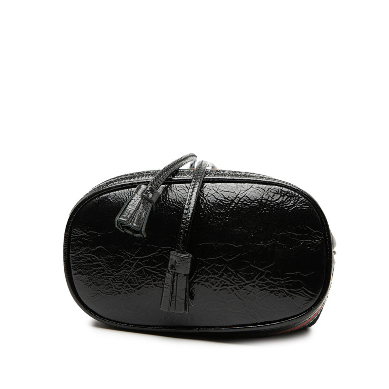 Mini Suede and Patent Web Ophidia Bucket Bag - Image 3