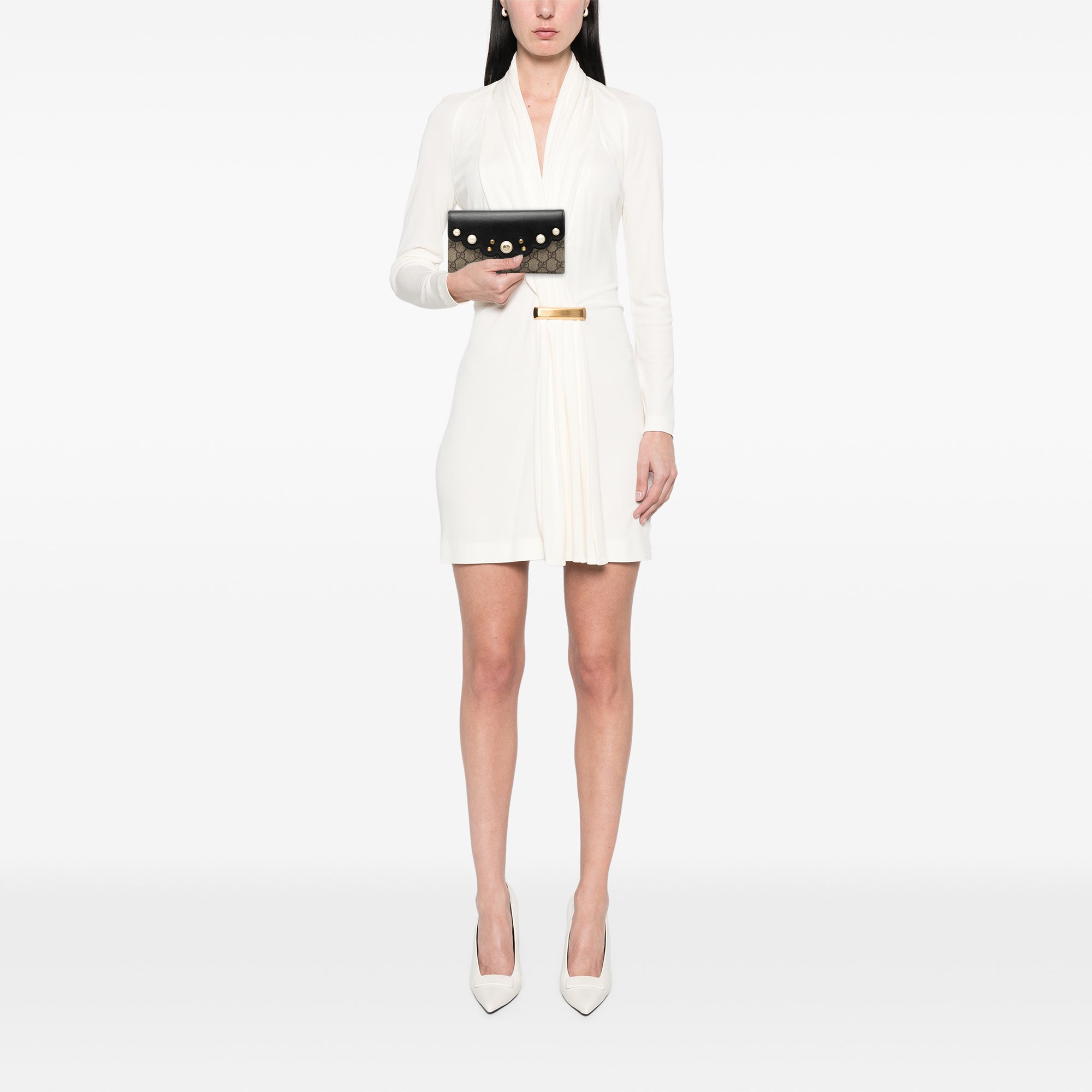 GG Supreme Pearl Studded Peony Long Wallet - Image 7