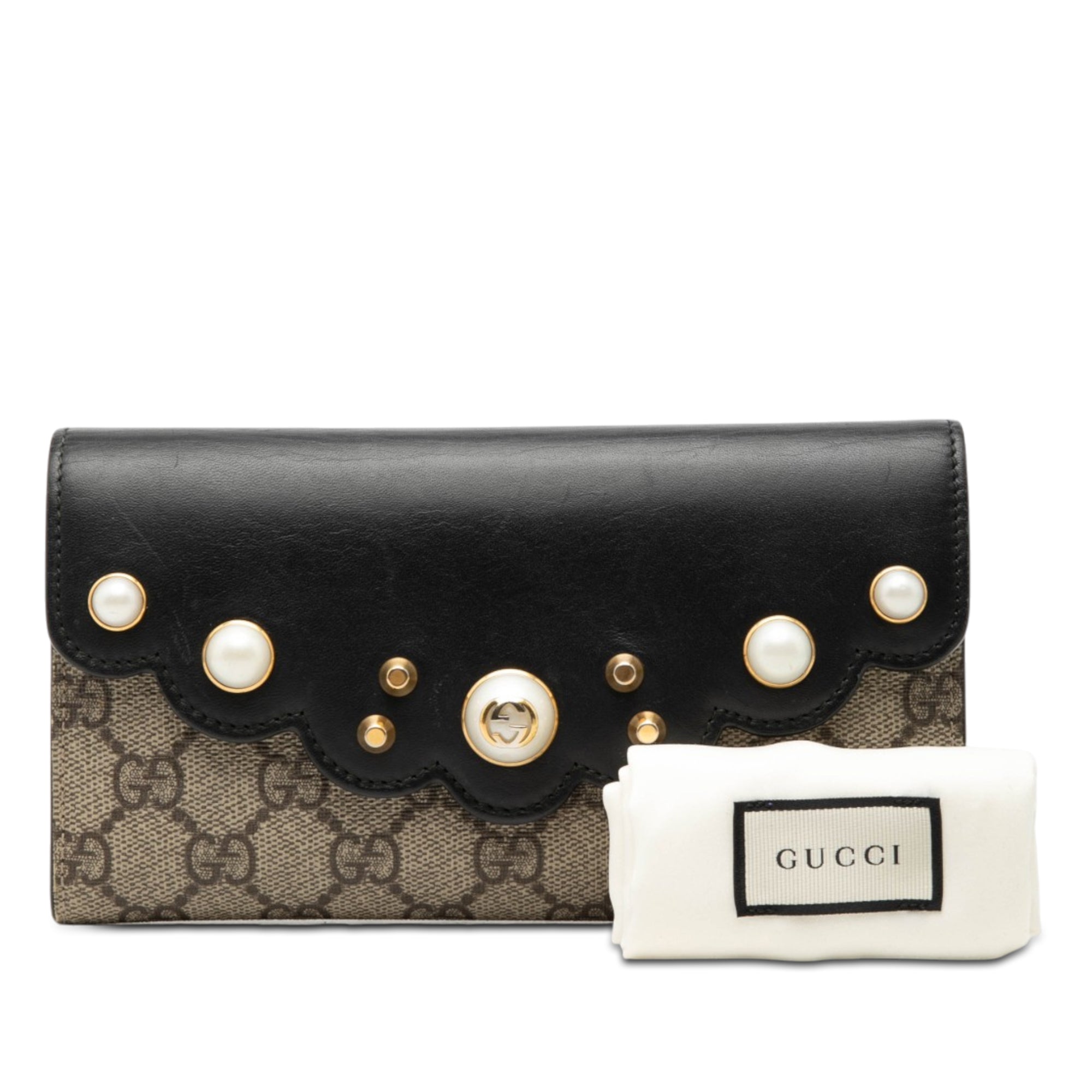 GG Supreme Pearl Studded Peony Long Wallet - Image 8