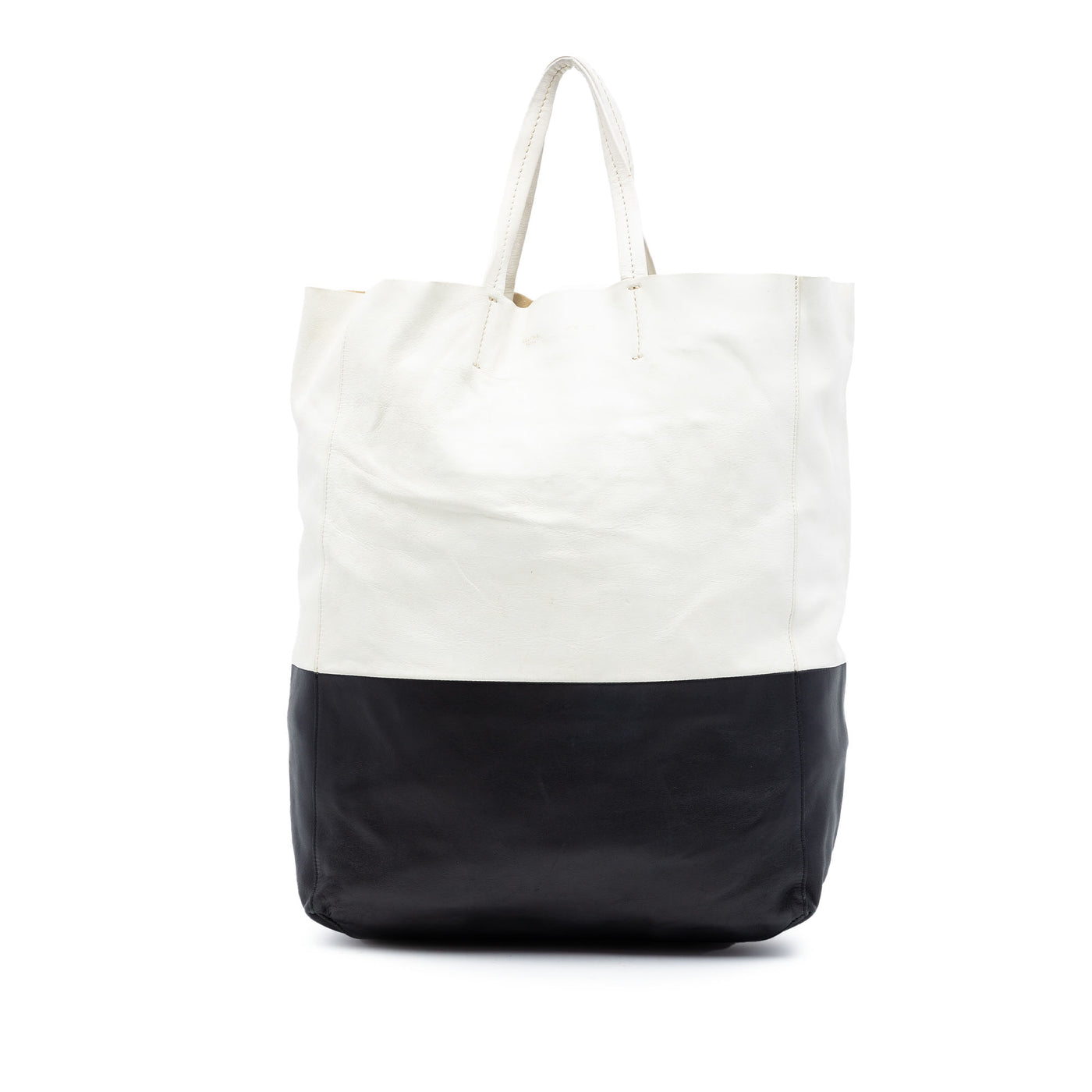 Bicolor Leather Vertical Cabas Tote - Image 1