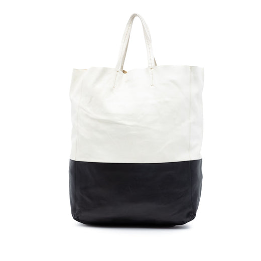 Bicolor Leather Vertical Cabas Tote - Image 1