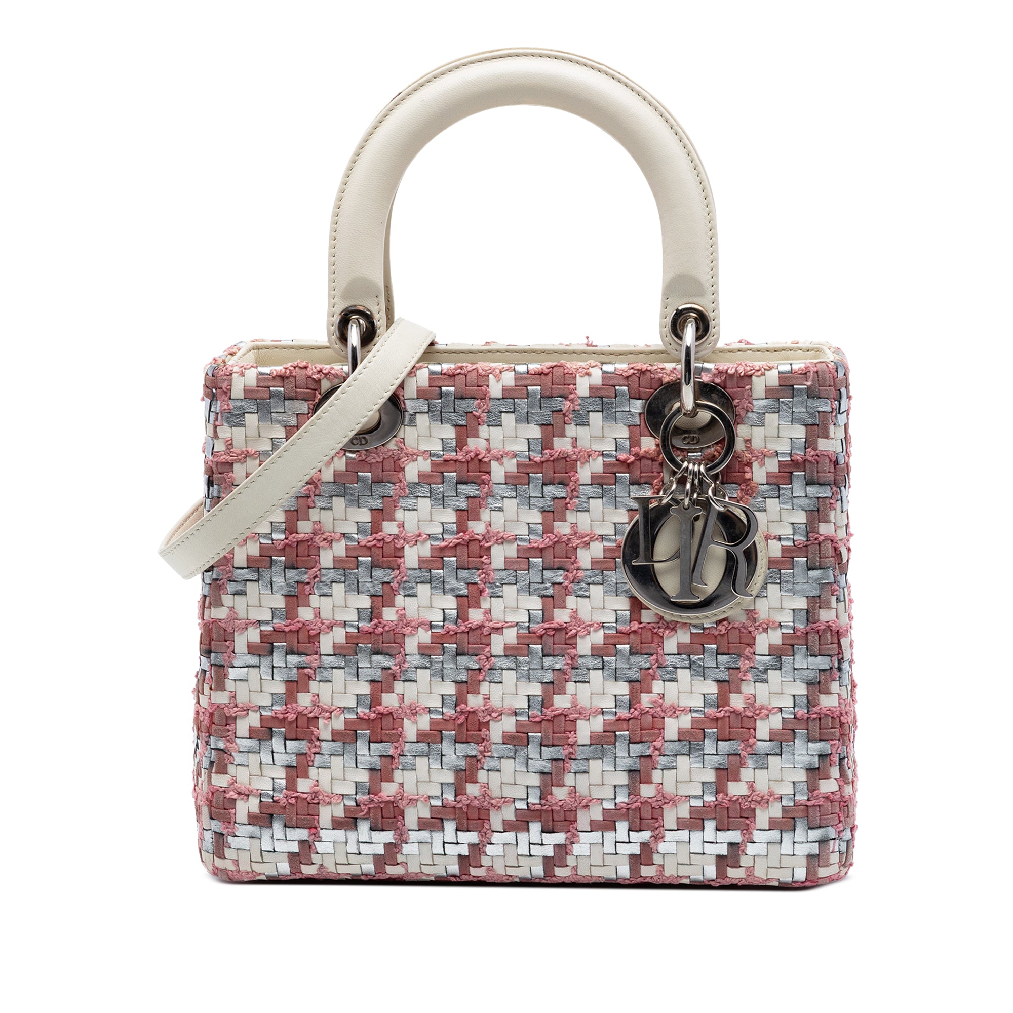 Medium Woven Lambskin and Tweed Lady Dior - Image 1