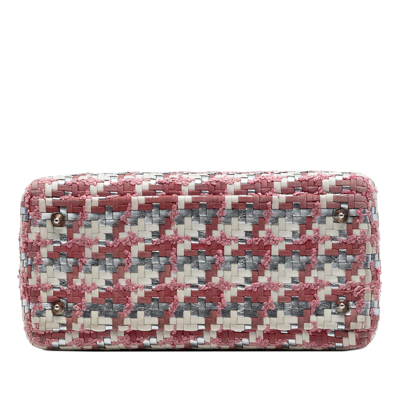 Medium Woven Lambskin and Tweed Lady Dior - Image 3
