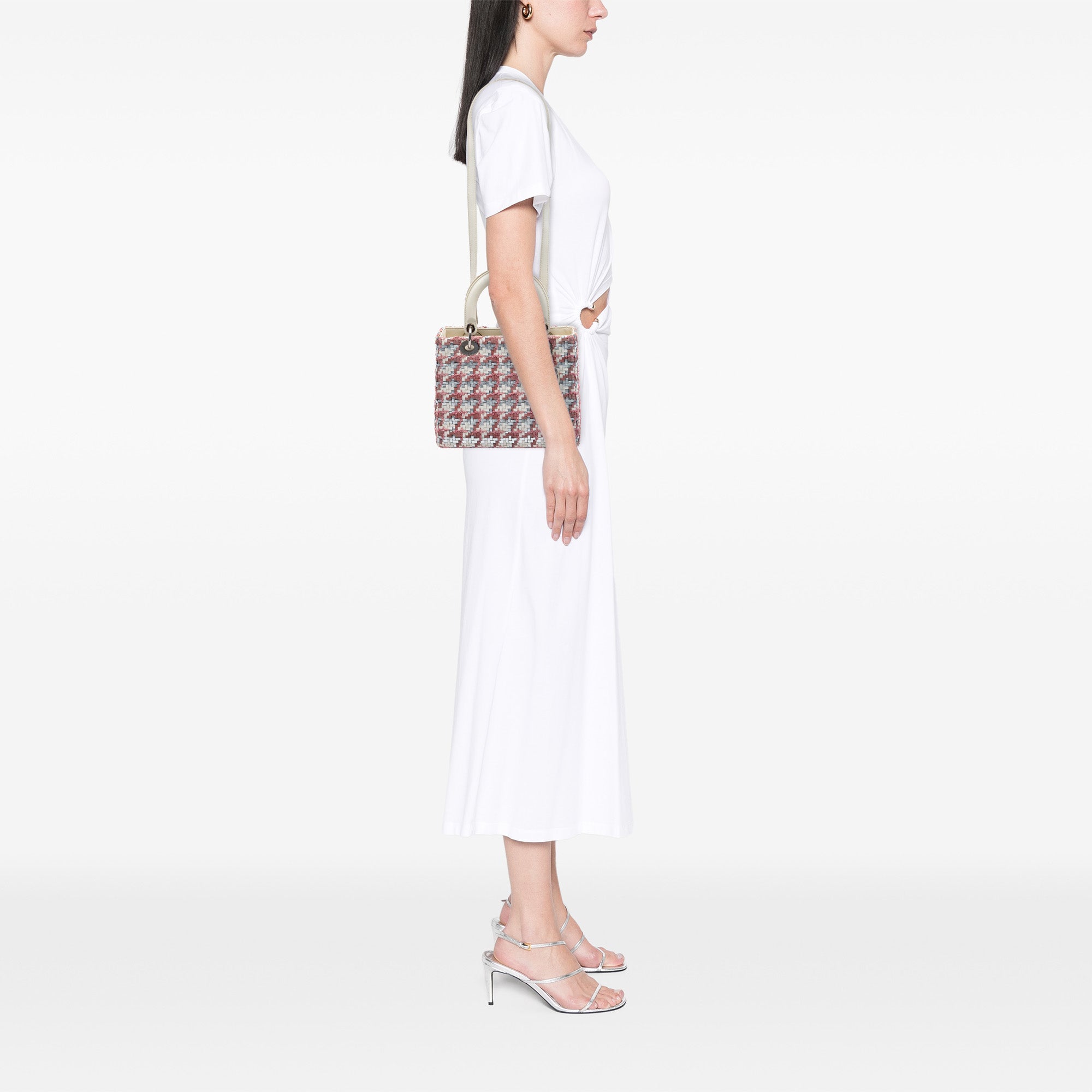 Medium Woven Lambskin and Tweed Lady Dior - Image 6
