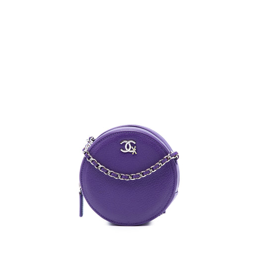 CC Goatskin Round Ski Clutch with Chain - Image 1