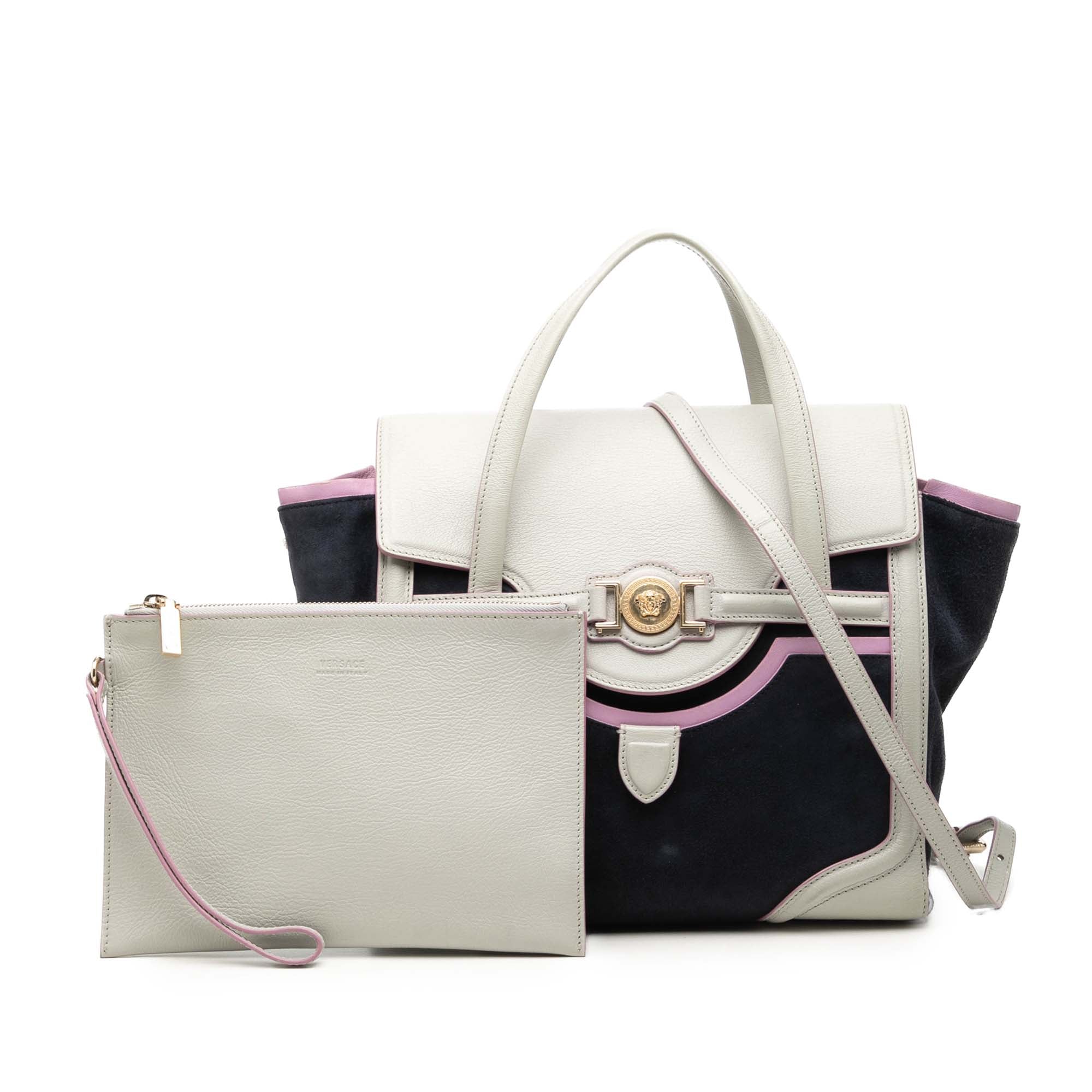 Suede and Goatskin Signature Satchel - Image 7