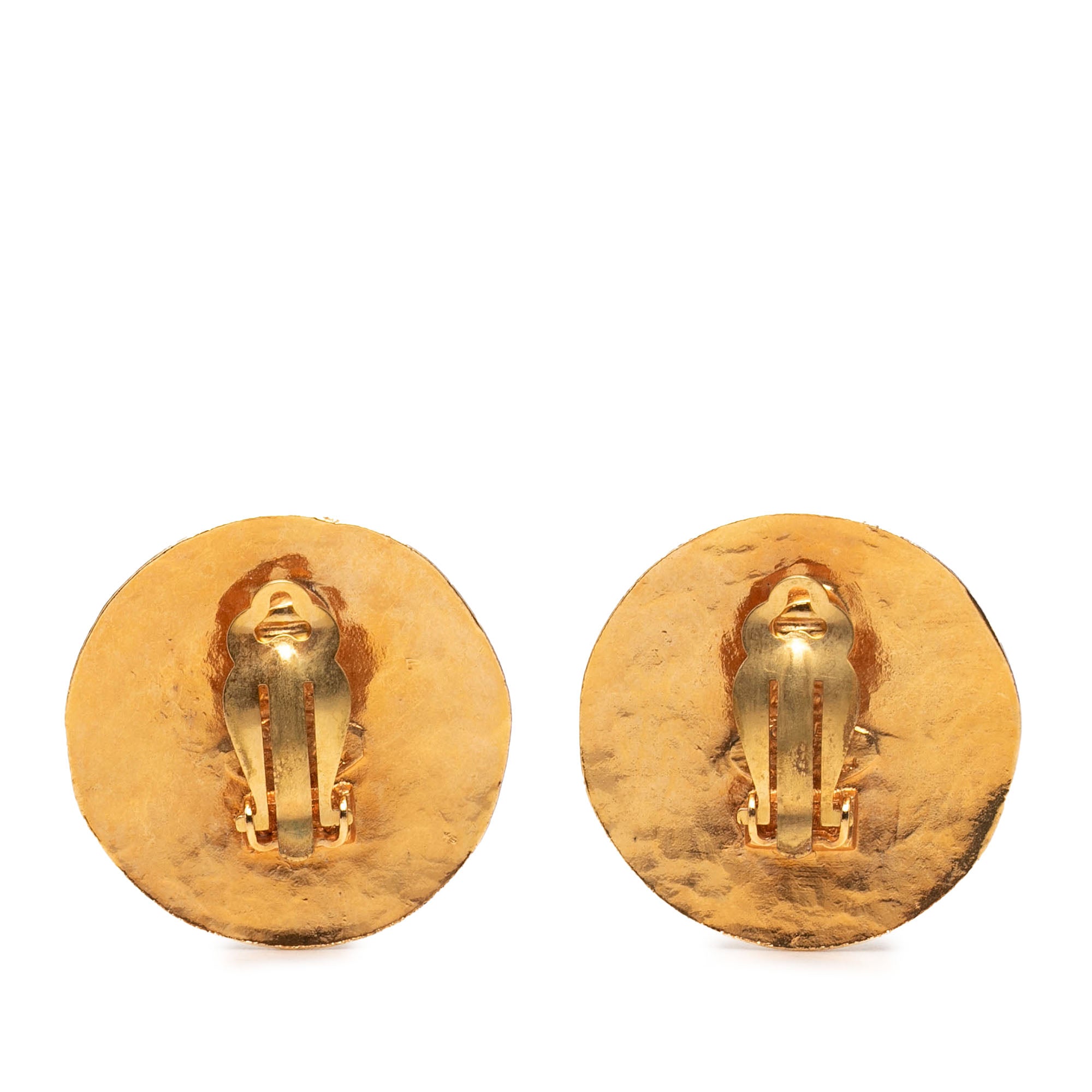 CC Gold Plated Round Clip On Earrings - Image 2