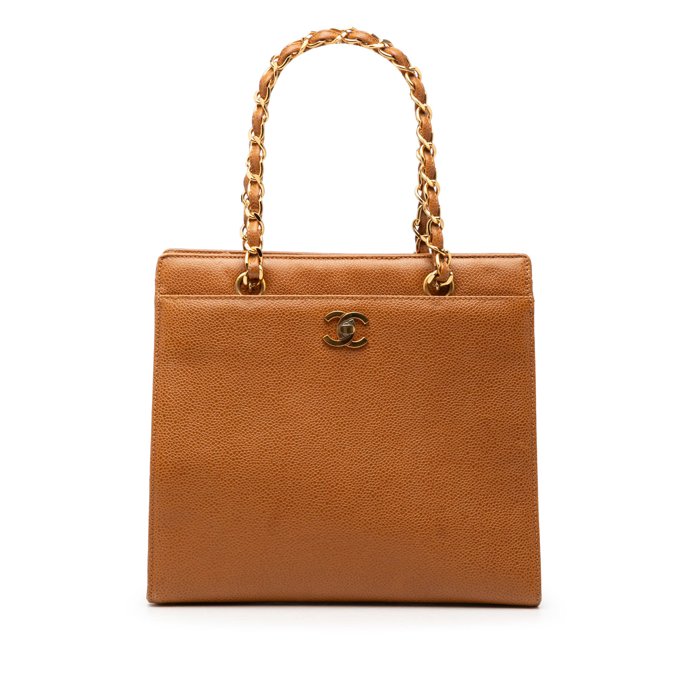 CC Caviar Chain Turn Lock Tote - Image 1