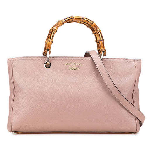 Medium Calfskin Bamboo Shopper Satchel - Image 1