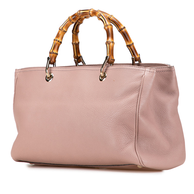 Medium Calfskin Bamboo Shopper Satchel - Image 2