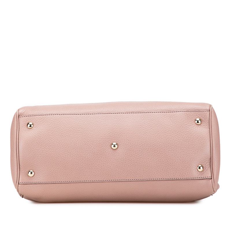 Medium Calfskin Bamboo Shopper Satchel - Image 3