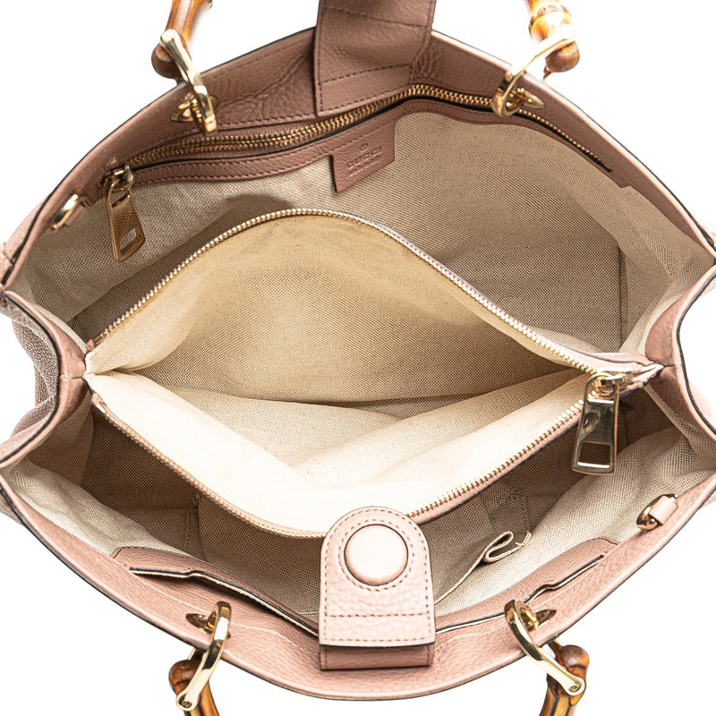 Medium Calfskin Bamboo Shopper Satchel - Image 4