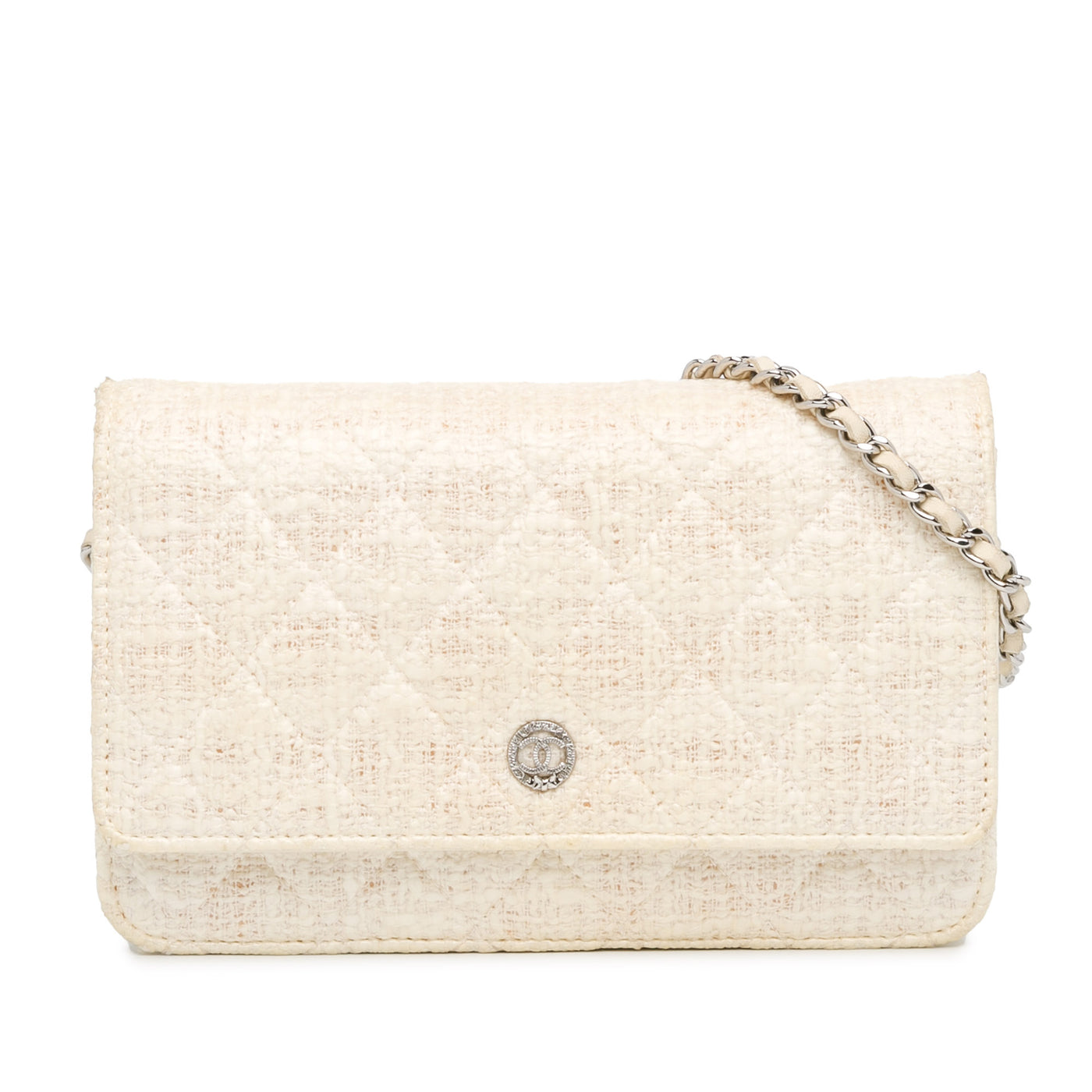 CC Coated Tweed Wallet On Chain - Image 1