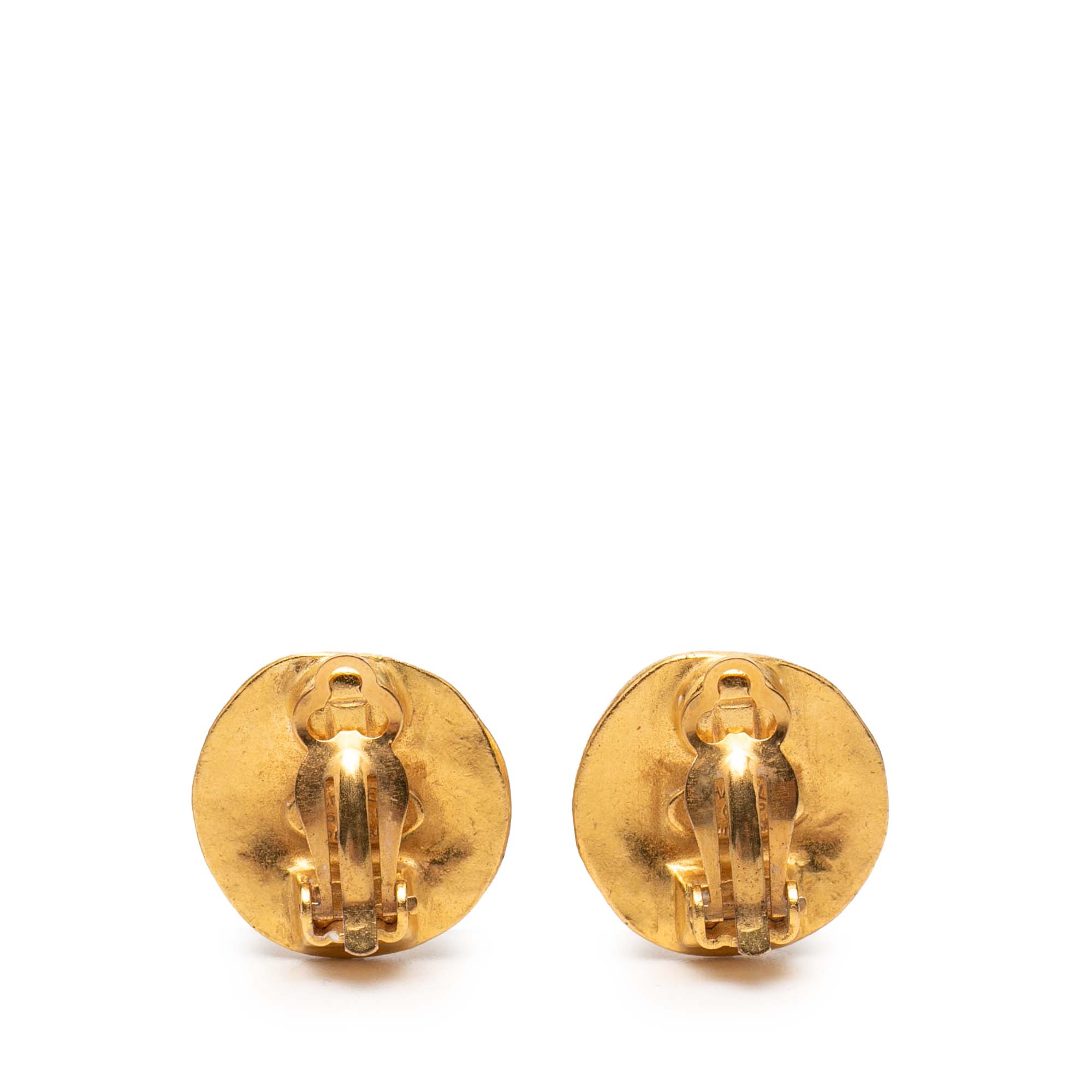 CC Gold Plated Round Clip On Earrings - Image 2