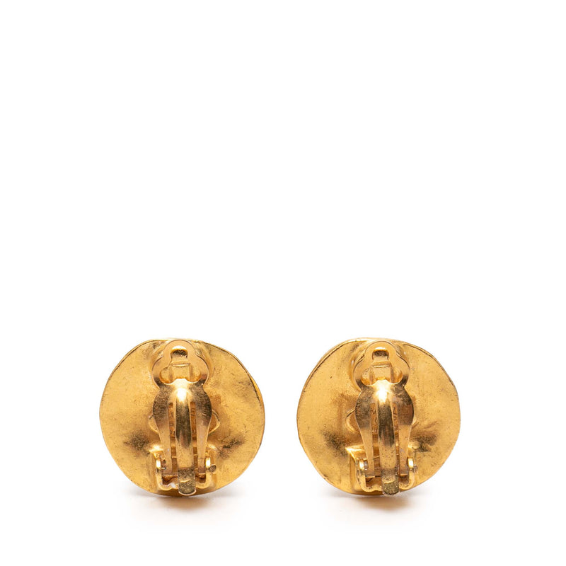 CC Gold Plated Round Clip On Earrings - Image 2
