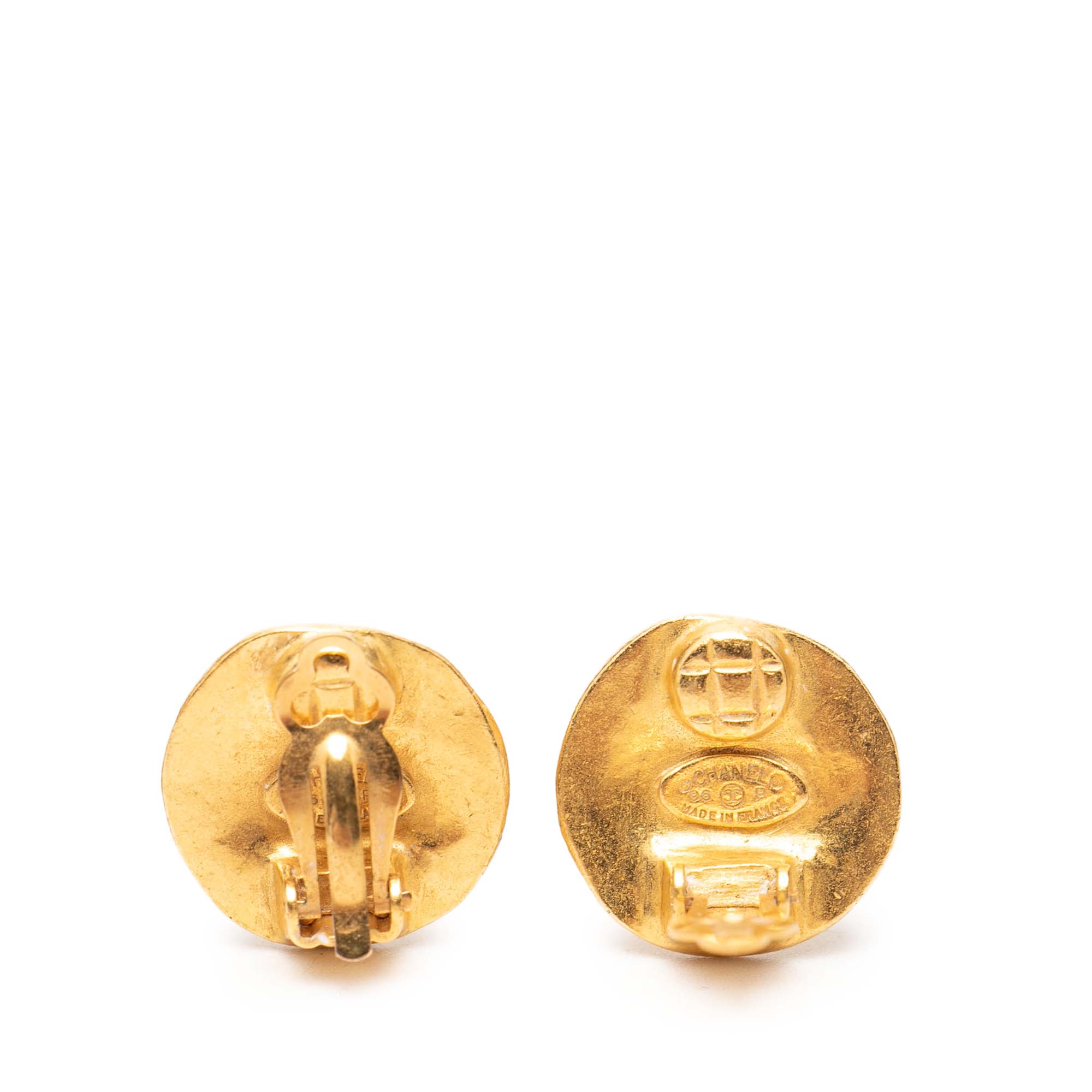 CC Gold Plated Round Clip On Earrings - Image 3