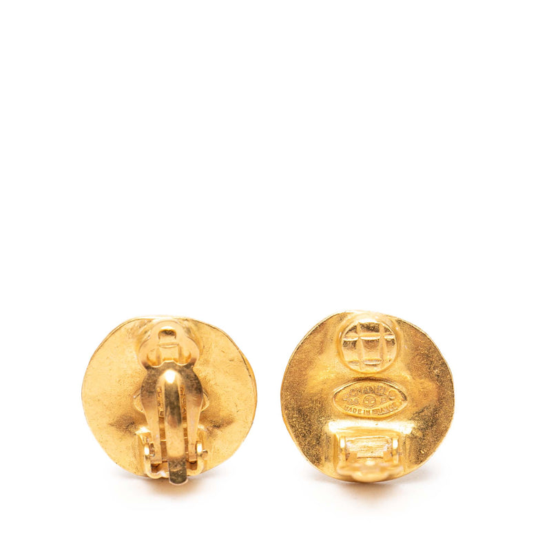 CC Gold Plated Round Clip On Earrings - Image 3