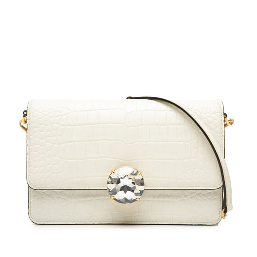 Croc Embossed Leather Crystal Solitaire Crossbody - Image 1