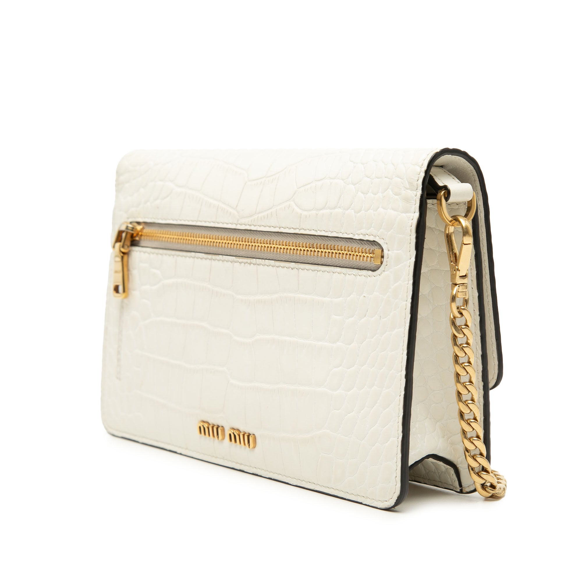 Croc Embossed Leather Crystal Solitaire Crossbody - Image 2
