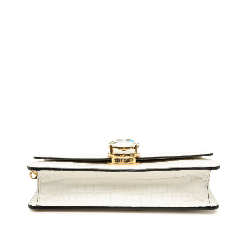 Croc Embossed Leather Crystal Solitaire Crossbody - Image 3