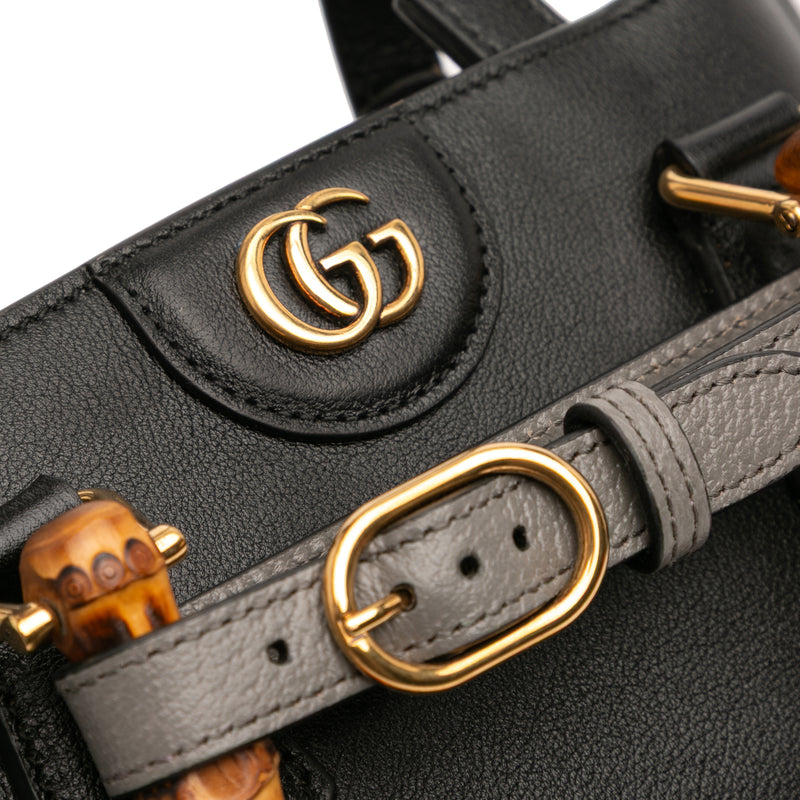 Small Calfskin Bamboo Diana Convertible Bucket Bag - Image 7