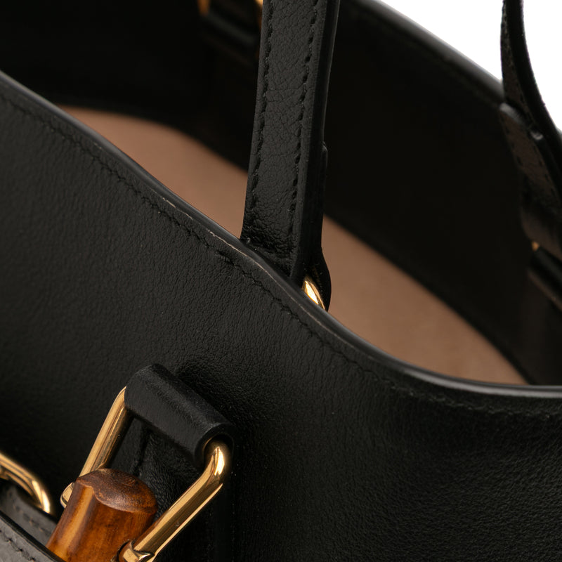 Small Calfskin Bamboo Diana Convertible Bucket Bag - Image 8