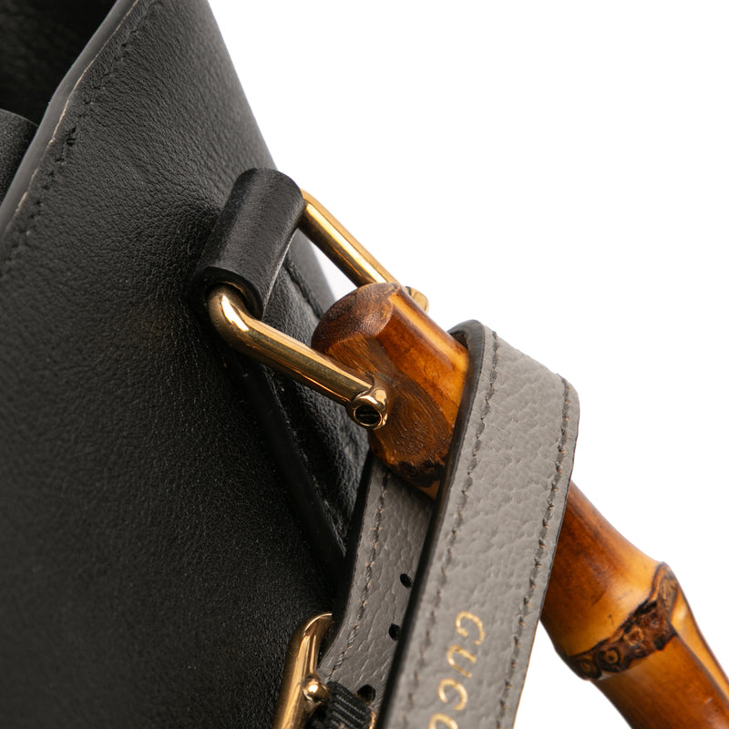 Small Calfskin Bamboo Diana Convertible Bucket Bag - Image 9