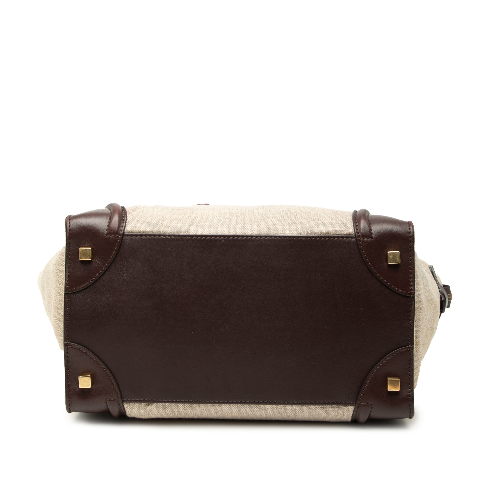 Mini Tricolor Linen and Leather Luggage Tote - Image 3