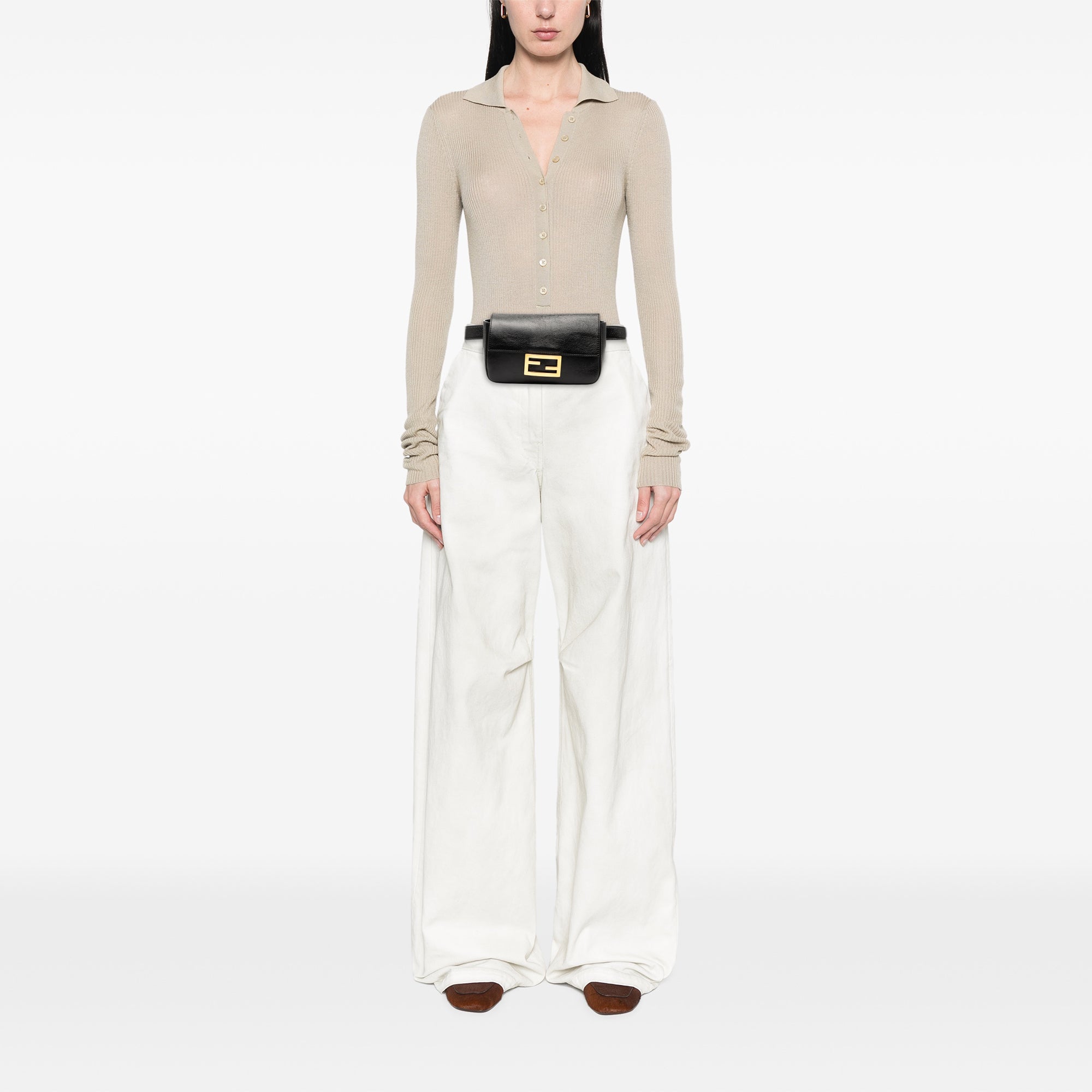 Leather FF Logo Baguette Belt Bag - Image 7