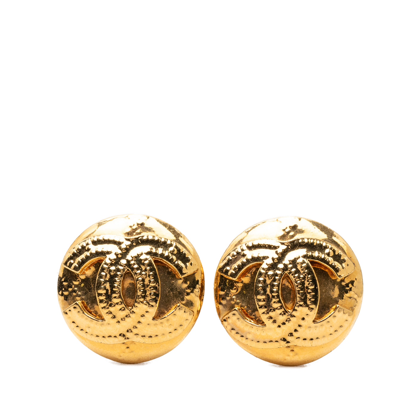 CC Gold Plated Round Clip On Earrings - Image 1