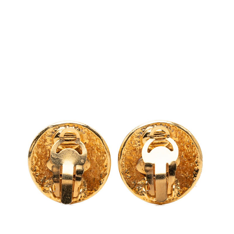 CC Gold Plated Round Clip On Earrings - Image 2