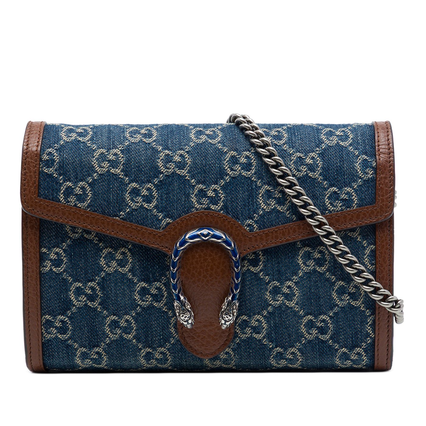 GG Denim Dionysus Wallet on Chain - Image 1