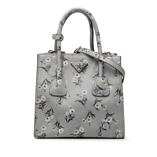Saffiano Floral Print Twin Pocket Satchel - Image 1