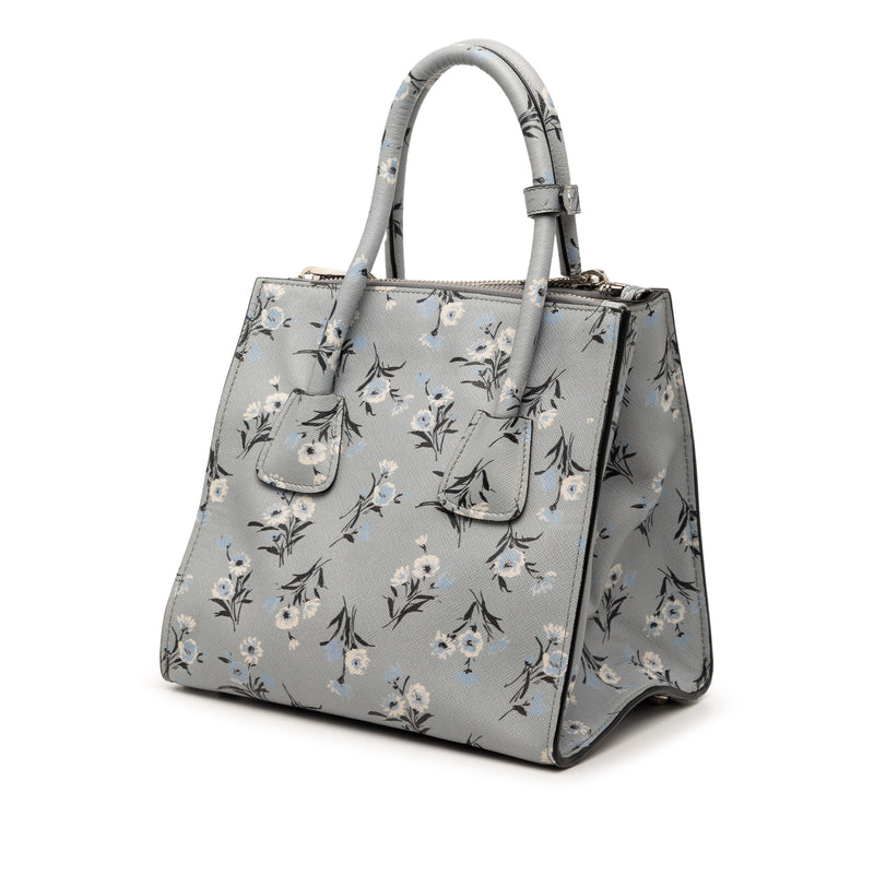 Saffiano Floral Print Twin Pocket Satchel - Image 2