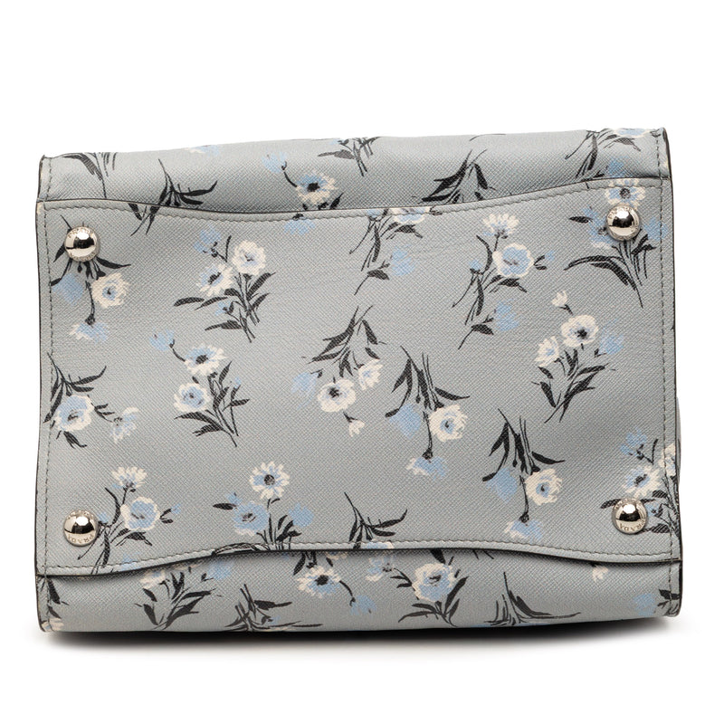 Saffiano Floral Print Twin Pocket Satchel - Image 3