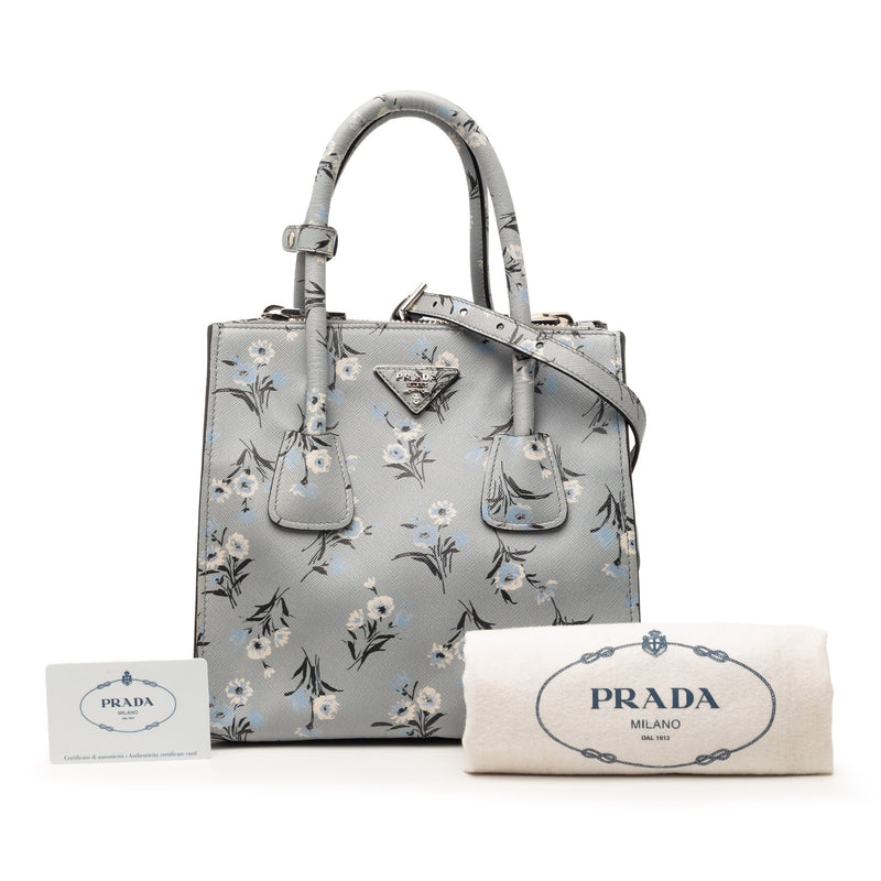 Saffiano Floral Print Twin Pocket Satchel - Image 7