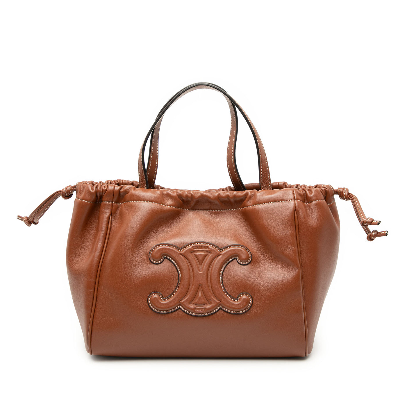 Small Calfskin Cuir Triomphe Cabas Drawstring Satchel - Image 1