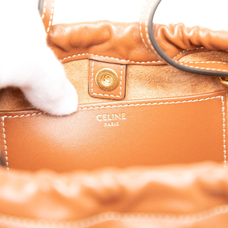 Small Calfskin Cuir Triomphe Cabas Drawstring Satchel - Image 5