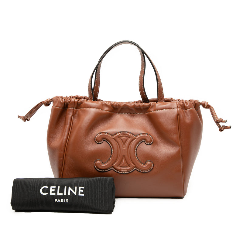 Small Calfskin Cuir Triomphe Cabas Drawstring Satchel - Image 8