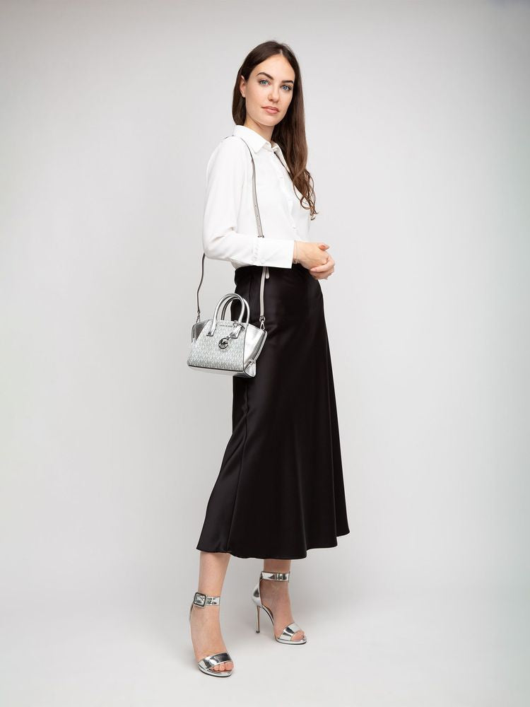 Michael Kors Satchel — Silver 89.coated Canvas