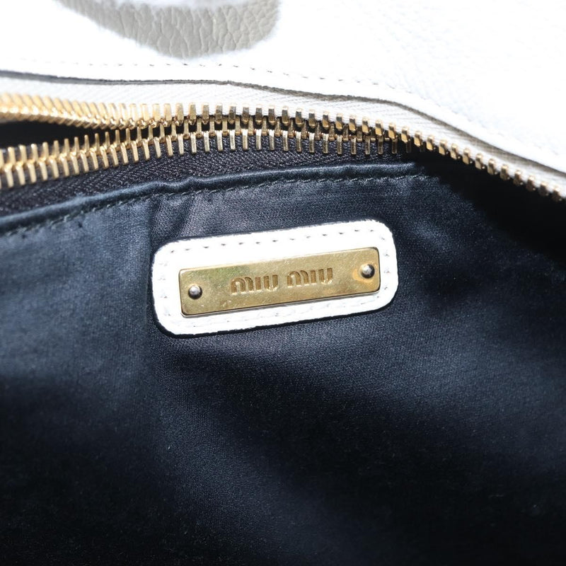 Miu Miu Madras Front Zip Leather White Bag