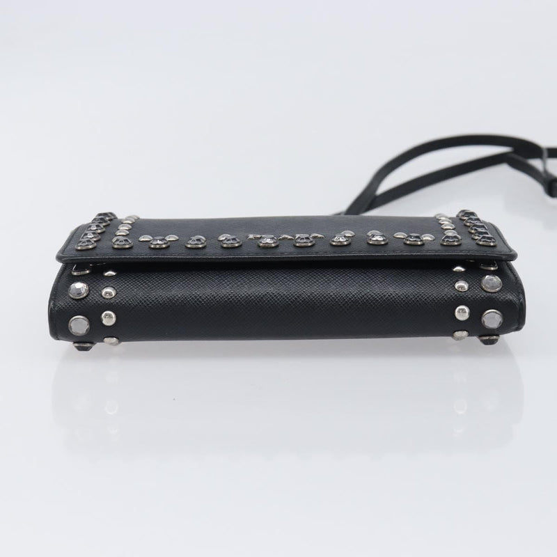 Prada Flap Studded Saffiano Leather Black Bag