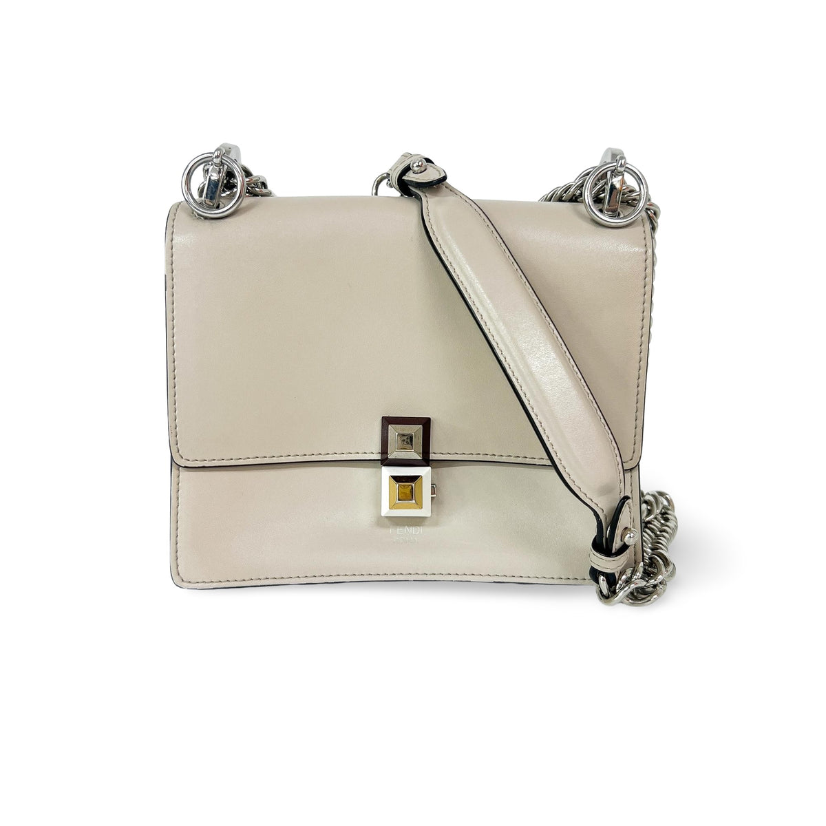 Fendi Kan I Leather Ecru Bag