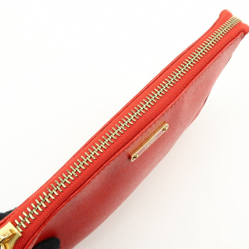 Fendi Chain Pochette Leather Red Bag