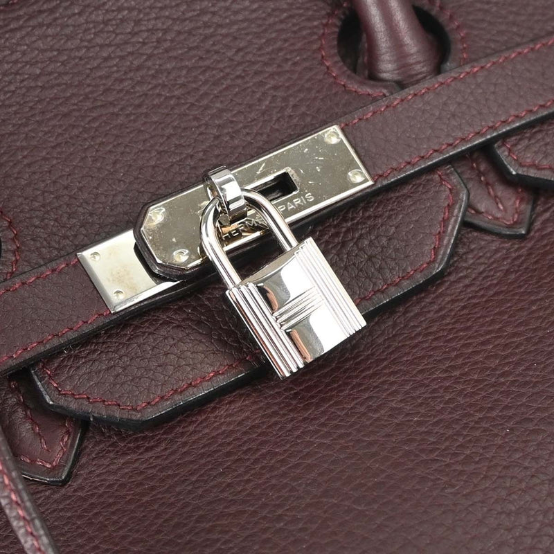 Hermes Birkin Purple Togo With Palladium Hardware Burgundy Leather Bag