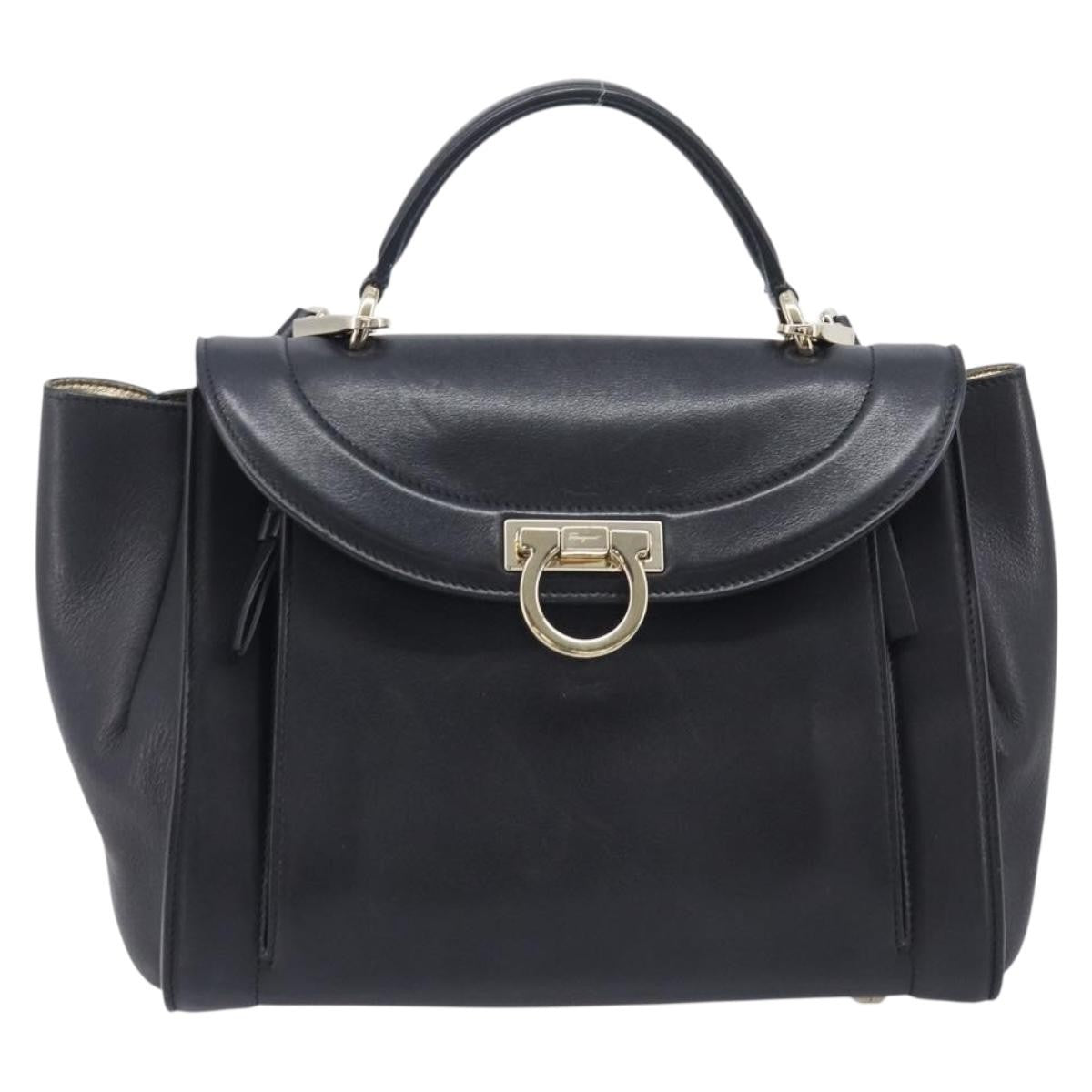 Salvatore Ferragamo Sofia Rainbow Saddle Leather Black Bag
