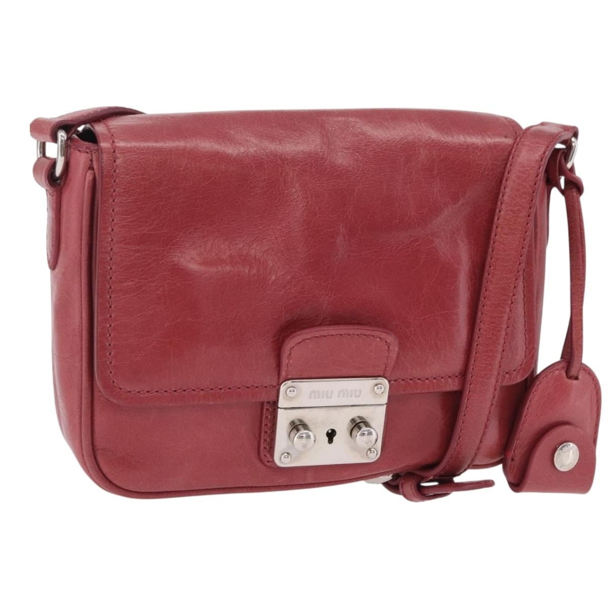 Miu Miu Madras Shoulder Leather Pink Bag
