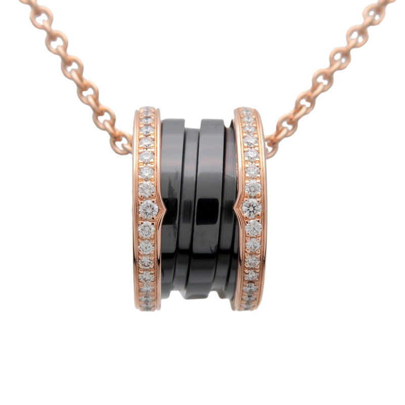 Bvlgari B.zero1 Pendant 18k Rose Gold And Ceramic With Diamonds Pink Rose_gold Bijoux